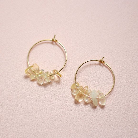 Yellow Glass 18k Gold Plated Hoops - Picture 2 of 4